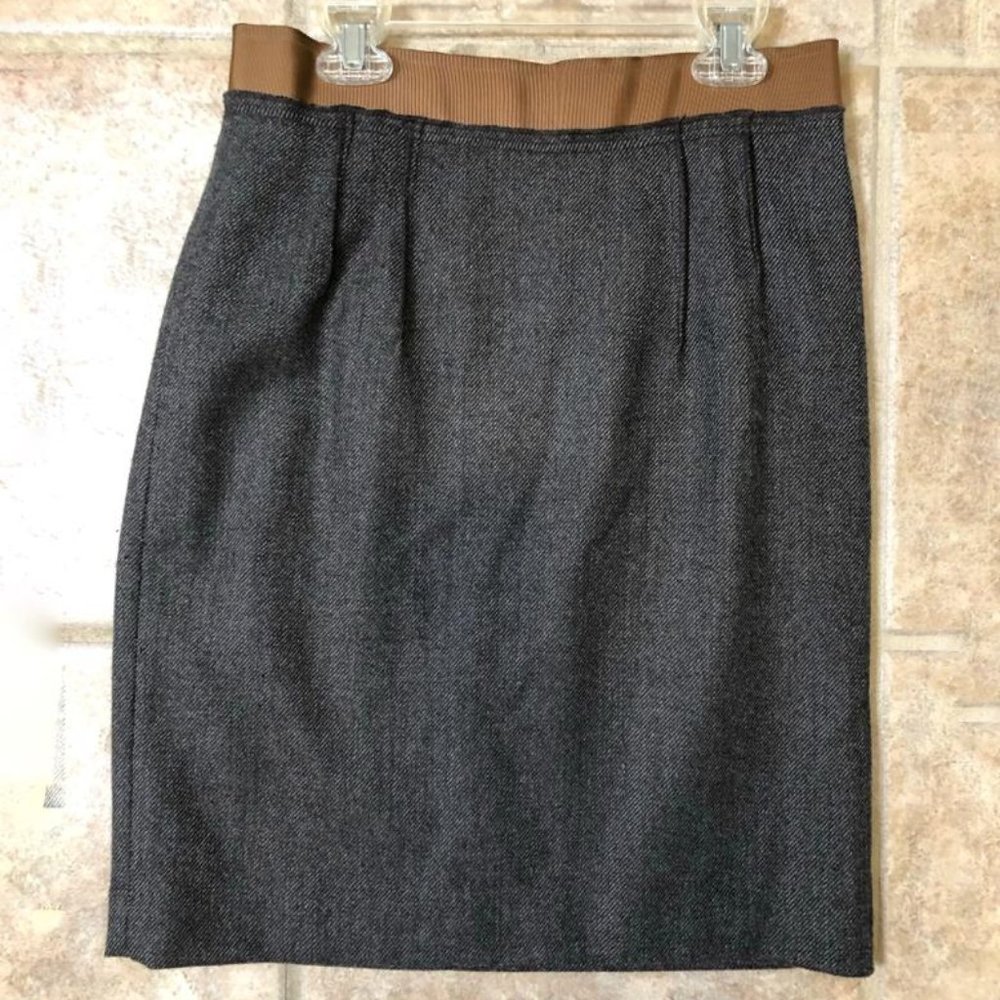 LOFT Herringbone Pencil Skirt with Contrast Waistband Sz 0
